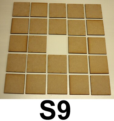 24 X HOLZ QUADRATISCHE ROHLING FORMEN LASERGESCHNITTEN MDF BASTELN DEKORATION VERZIERUNG