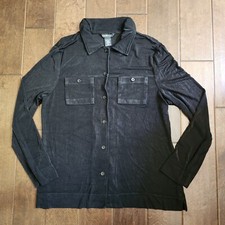 George Men's Black Long Sleeve Front Pocket Button Up Shirt - Size Large