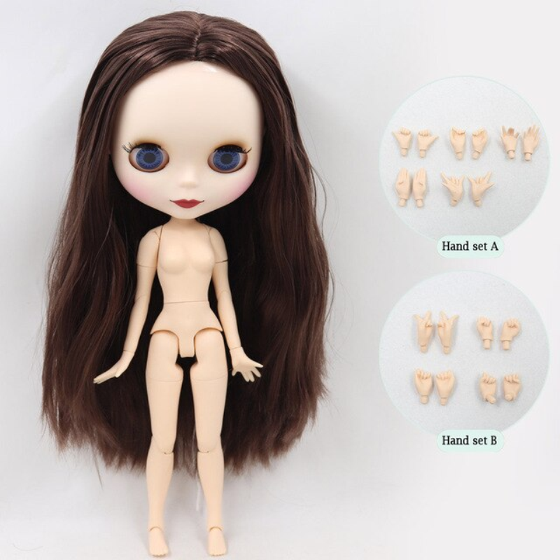 Blythe Doll Brown Hair Matte Face DIY White Skin Fashion BJD Puppet Toy Gift New