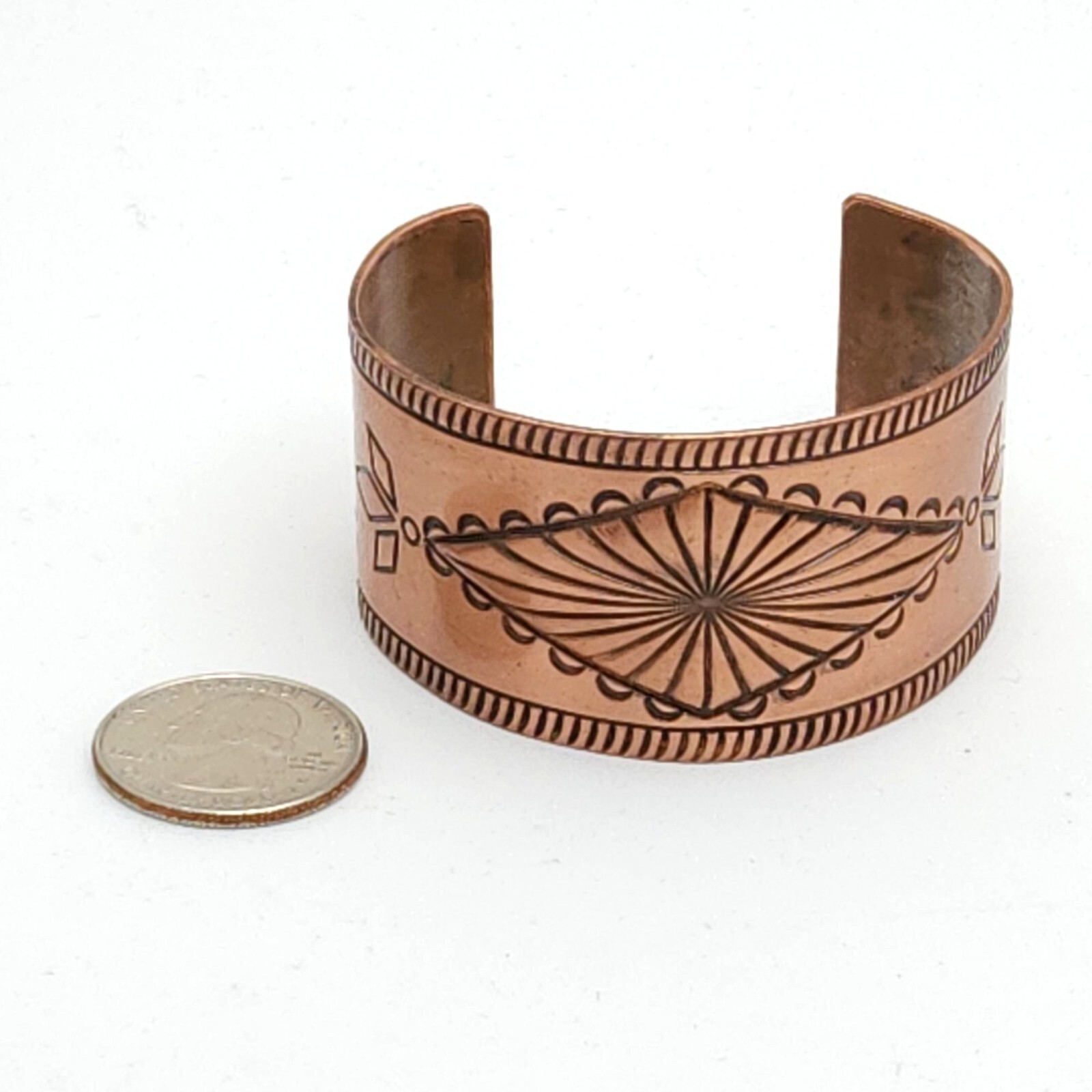 Bell Trading Post Solid Copper Cuff Engraved Brac… - image 11
