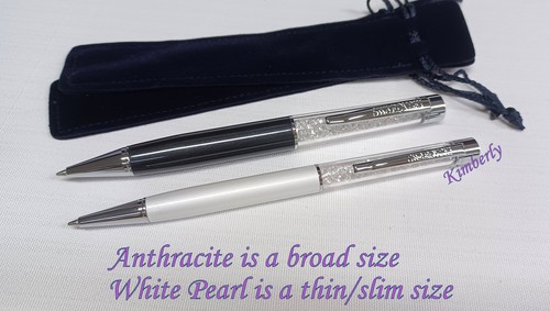 Swarovski Crystalline Ball Pen Set White Pearl & Anthracite Genuine NEW 1079441 - Picture 2 of 8