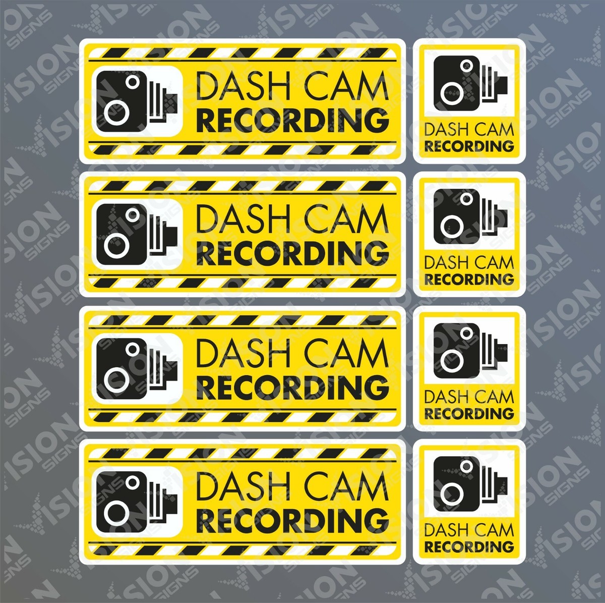 Electrostatic Film Dash Cam Warning Stickers - 5 Pack Clear White ...
