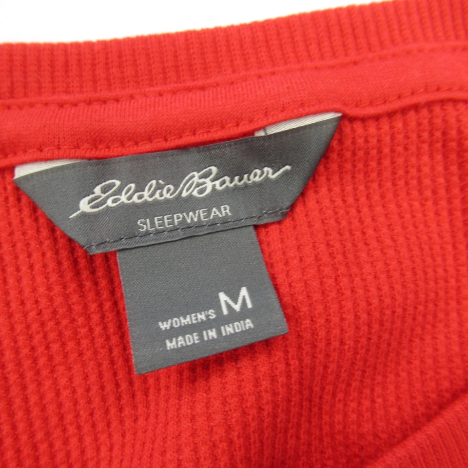 Camisa Eddie Bauer para mujer manga media larga cuello redondo ropa de dormir roja térmica Foto 3 de 4