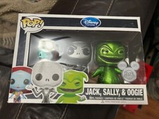 Funko Pop Jack Sally & Oogie Metallic 3-Pack - 2013 D23 Exclusive  LE 500 W/ PRO