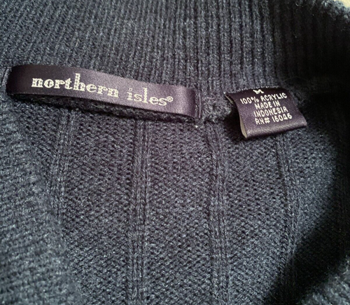 Northern Isles Cardigan/Sweater Mens Medium Full Zip 2 Pockets Dark Gray - Picture 3 of 3