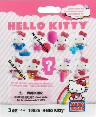 MEGA BLOKS 2011 Hello Kitty Series 1 - # 10826 - VHTF Rare (6) Pcs NEW Clear Bag