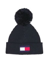 Tommy Hilfiger Kinder MüTze Beanie Big Flag Pom Pom Beanie L-XL Marine