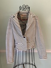 Anthropologie Cartonnier stripe blazer - XS White Black Jacket Button Front