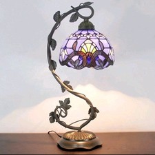 Desk Lamp Lavender Stained Glass Table Light Purple Baroque Style Tiffany Lamp