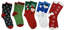 5 Pairs Colorful Christmas Ladies Fashion Design Novelty Crew Socks