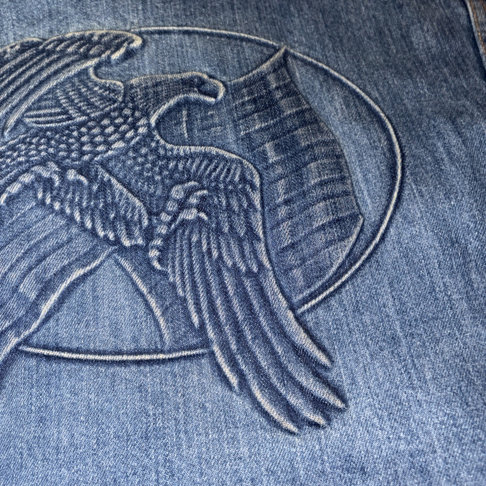 American Eagle Embossed Denim Jacket Transportati… - image 22