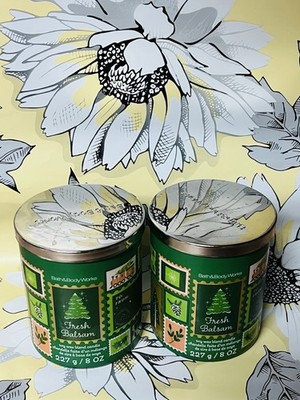 Bath & Body Works FRESH BALSAM Single Wick Candle 8 Oz Set of 2 New