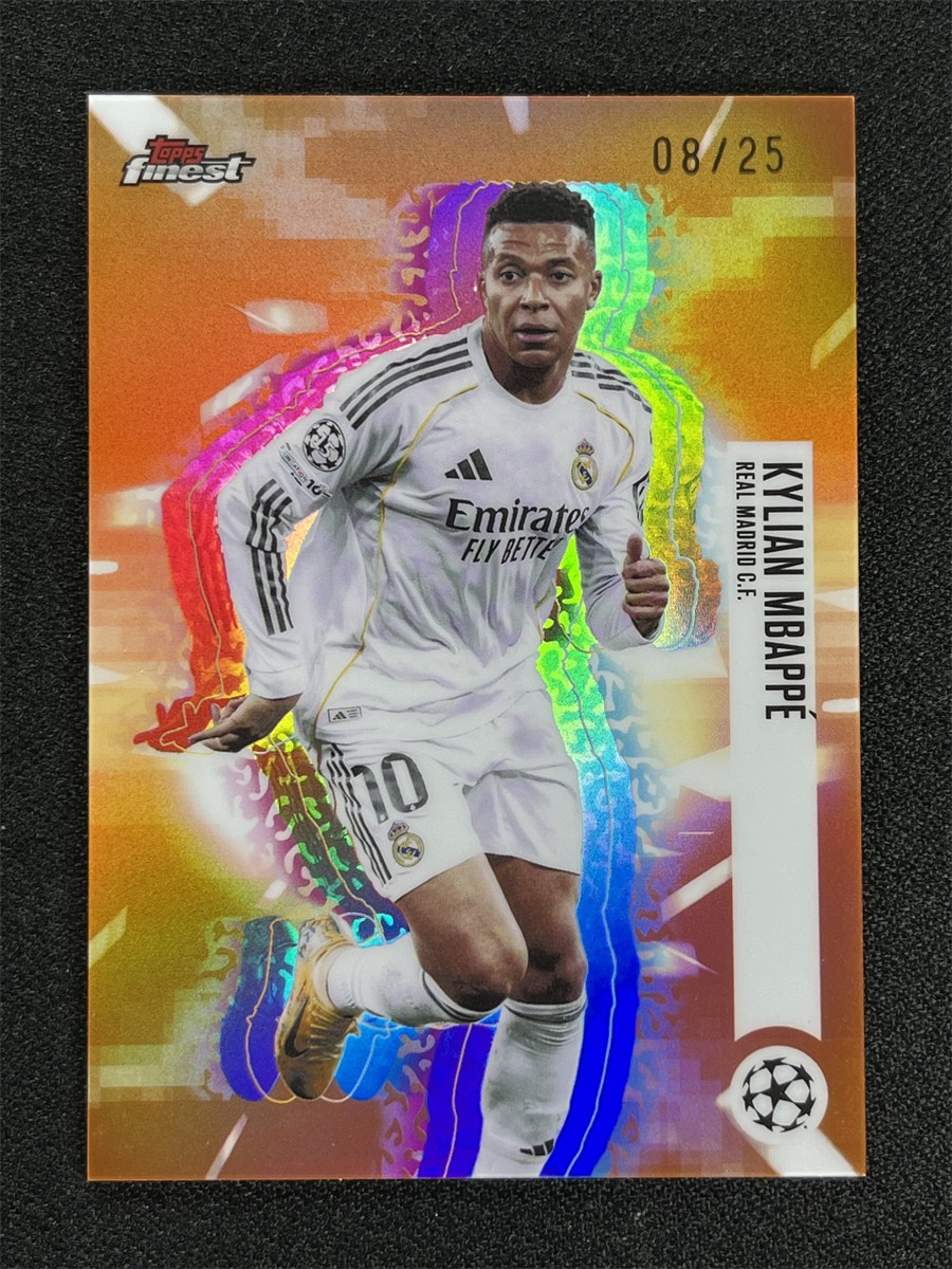 2025-26 Topps Finest UEFA Kylian Mbappe #161 Orange Hologlow Variation /25