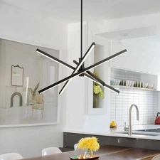 Y'INSP Modern Sputnik Chandeliers LED Linear Chandelier Light Black Pendant L...