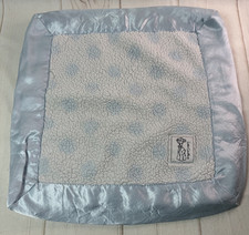 Little Giraffe Plush Sherpa Big Blue Dot Security Satin Baby Lovey Blanket 15"