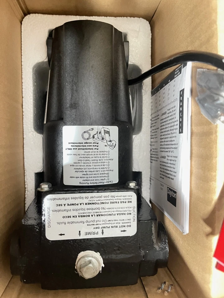 Dayton 4CB57B Portable Utility Pump 1/2 HP 7000 RPM 8 Amps(J5) - Image 4 of 4