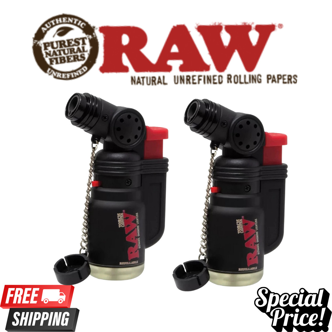 &ndash; 2 Pack | Refillable Jet Flame Lighters | Official Raw