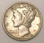 1939 S Mercury Winged Head Dime 10 Cents Silver Coin VF+