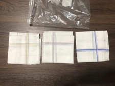 100 Cotton Premium Hankey Handkerchiefs Pack of 3 White with Border 17x17 inch