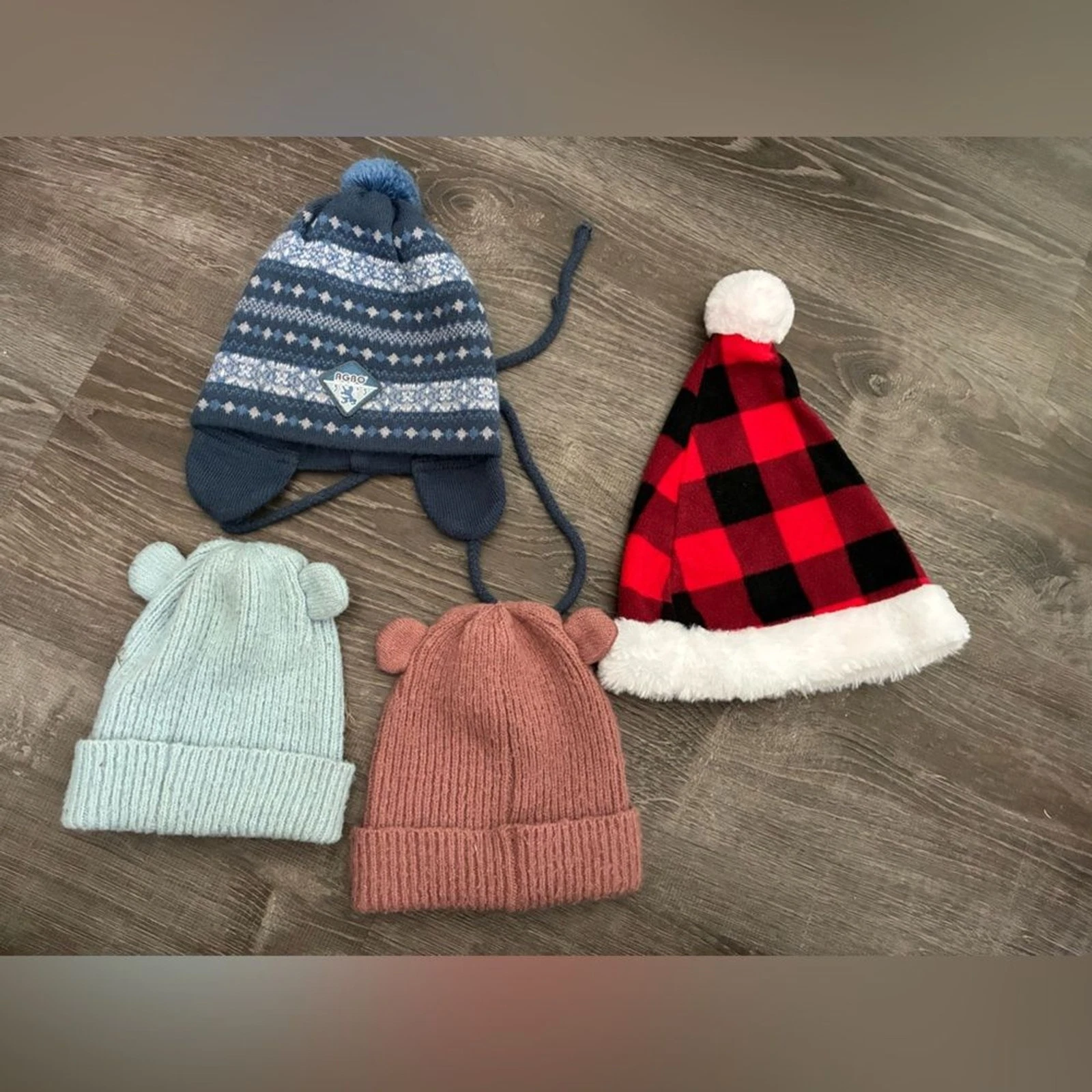 Kids Baby’s Boys Winter Snow Hat Set - Bear Ears, Ear Flap, Santa