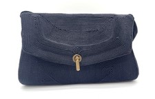 Vintage 1940's GENUINE CORD Corde Black Woven Top Handle Bag Purse