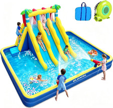 Inflatable Water Slide for Big Kids, 20.66X16.4Ft W/Large Double-Layer Pool, Bou