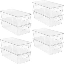 8-Piece Clear Storage Container Set with Lids, Stackable Plastic with Handles