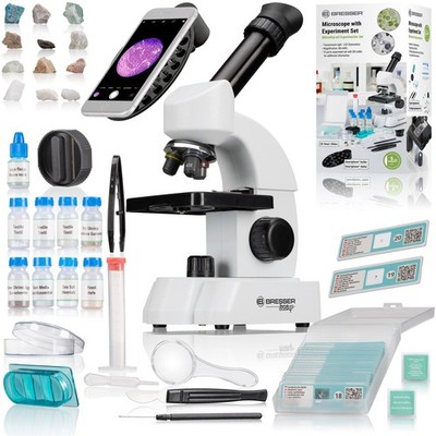 BRESSER JUNIOR 40-640x Mikroskop mit smartem Experimentier-Set mit QR-Code für Z