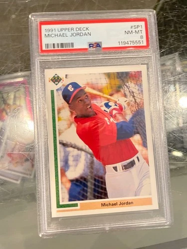 1991 UPPER DECK #SP1 MICHAEL JORDAN CHICAGO WHITE SOX BASEBALL CARD PSA 8 NM/MT