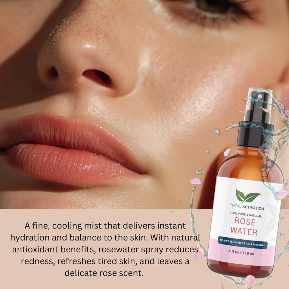 Derora Reines Rosenwasser-Spray 500 Ml – 100% Natürliches Hydrolat Für Haut & Haare, Vegan