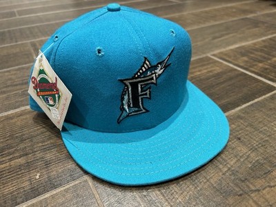 Vintage 90s Florida Marlins Hat New Era Diamond Pro Model 7 1/4 Wool Made In USA