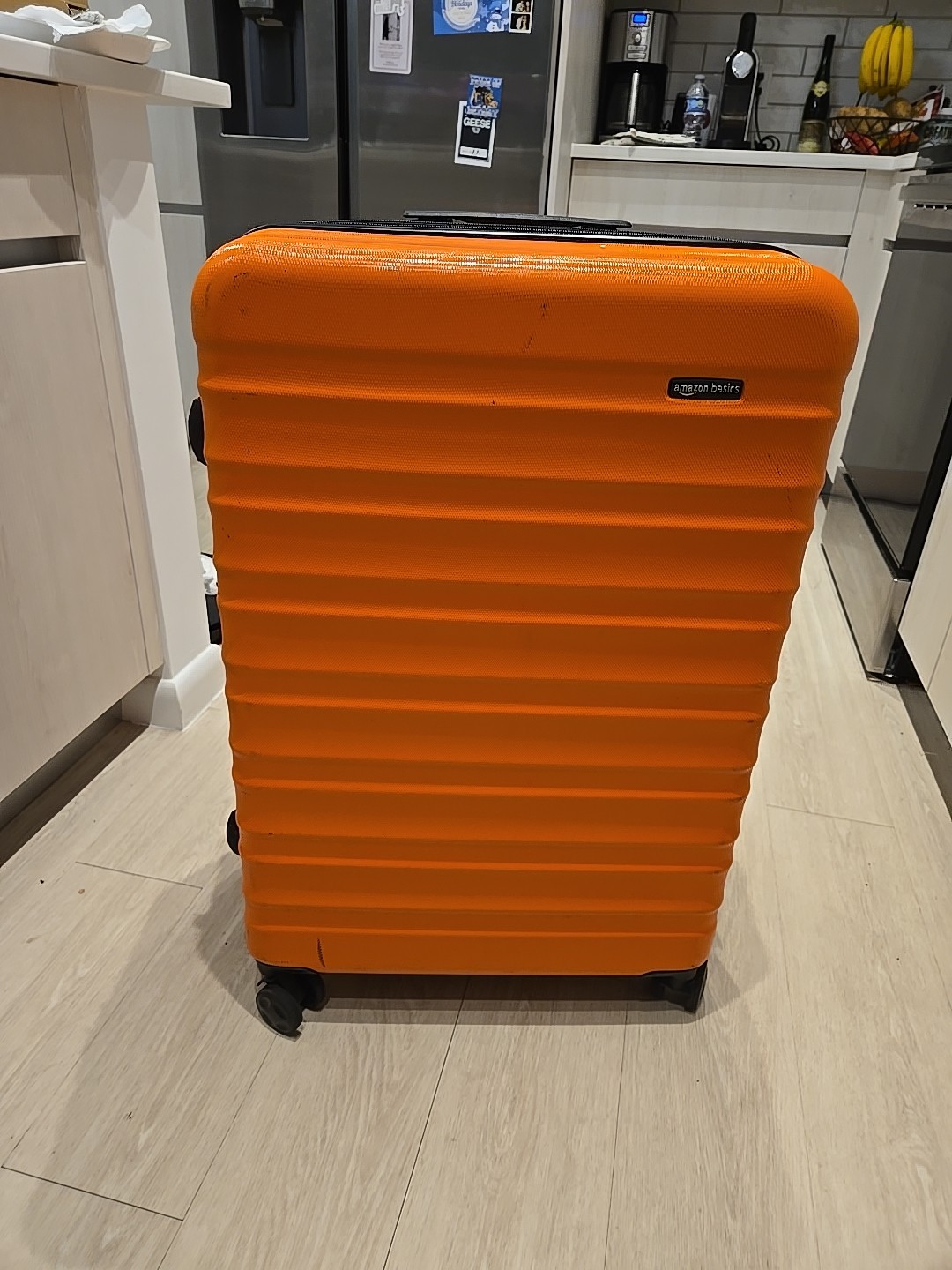 Large Orange Amazon Suitcase with Wheels with 4 Spinner Wheels