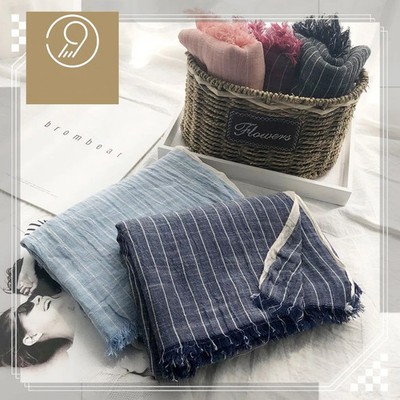 Cotton and Linen Men's Scarf Striped Scarves Long Shawl Wraps Bufand
