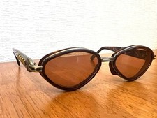 Jean Paul Gaultier 56-0015 Goggle Motif Sunglasses Brown Frame Amber Lens Japan