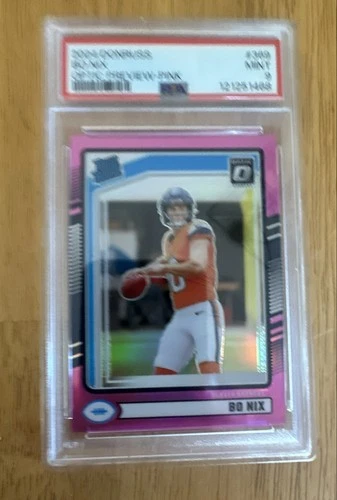2024 Panini Donruss - Rated Rookie Bo Nix #369 Optic Preview Pink Prizm (RC)
