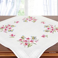 Stickpackung 80X80 Cm Tischdecke Spannstich Blumen Stickdecke Vorgez. Stickset