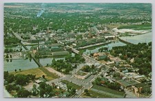 Neenah-Menasha WI Aerial Postcard Fox River Paper Mills 1968
