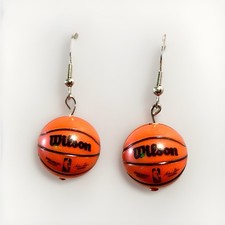 BASKETBALL Earrings Handmade, Silver Colored Hardware. NBA