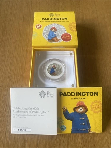 2018 Royal Mint Paddington At The Station 50p Silver Proof Coin -Box & COA 44404