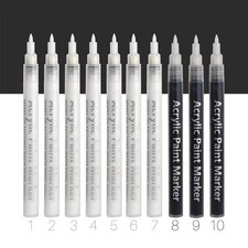 White Paint Pens, Acrylic Marker, Black Acrylic Paint Pens,0.7mm Extra Fine T...