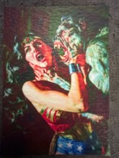 ACEO Sketch - Werewolf Vs Wonder Woman - 1/1 - 1 of a kind artwork - FREE SHIPPI