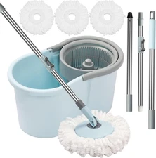 Spin Mop and Bucket with Wringer Set, 360° Spinning System with 3 Mic