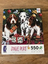 Ceaco Jingle Pups Jigsaw Puzzle 550 Pieces Dogs Christmas 24x18 Made In USA