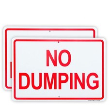 2 Pack No Dumping Sign, 10"x 7" .04" Aluminum 10'' X 7'', Red, Black, White