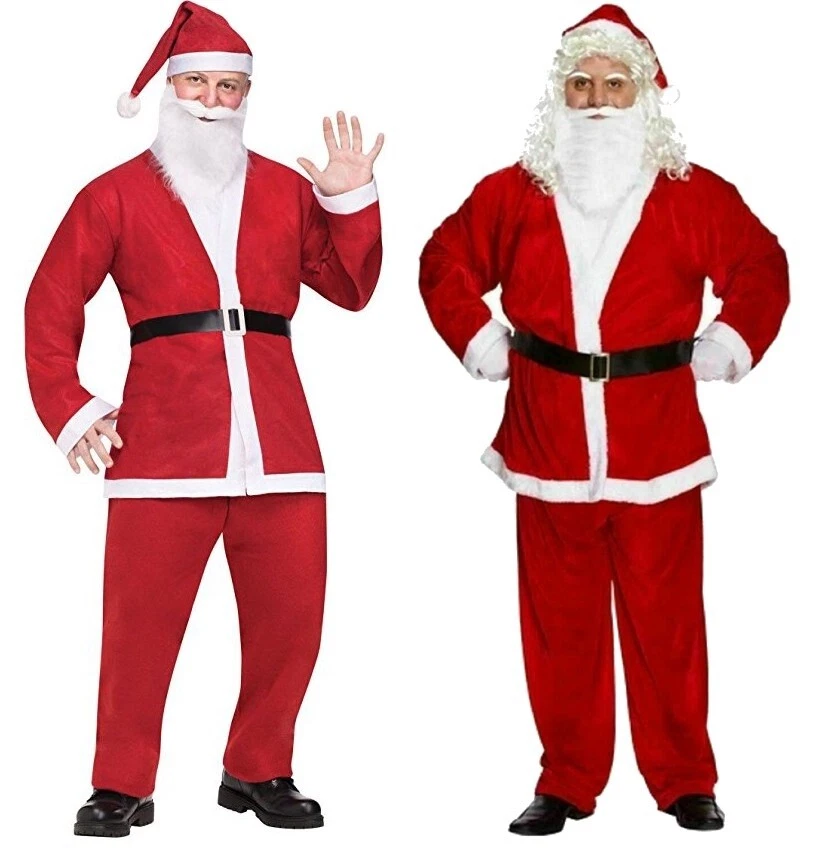 5PCs Adult Santa Claus Costume Set Father Christmas Suit Fancy Dress Outfit Gift
