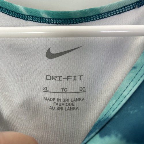 Nike Dri-Fit Green Brown White Tie Dye Crop Tank Top Size XL - Picture 3 of 9