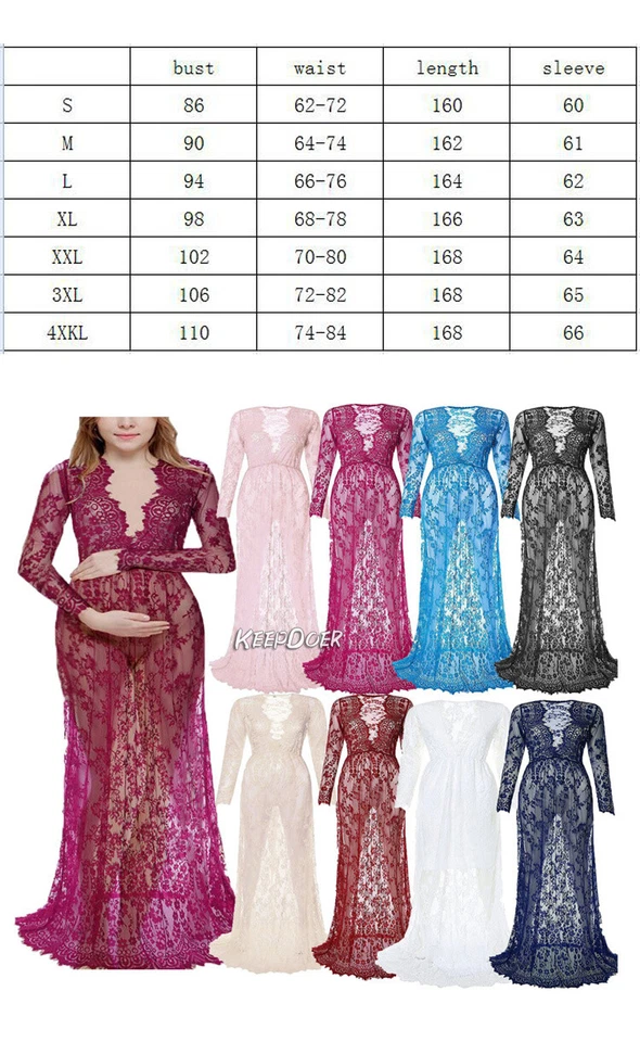 Pregnant Women Dress Maternity Lace Sexy Gown V-Neck For Photography Photo Shoot - Image 2 of 4