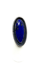 Sterling Silver Lapis Lazuli Ring SZ 7 Adjustable Large Native American Navajo