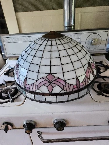 Large 19.5” Tiffany Style Stained Glass Hanging Shade