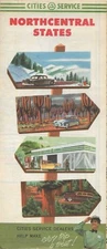 1953 CITIES SERVICE Road Map NORTH CENTRAL STATES Minnesota Michigan Iowa Dakota